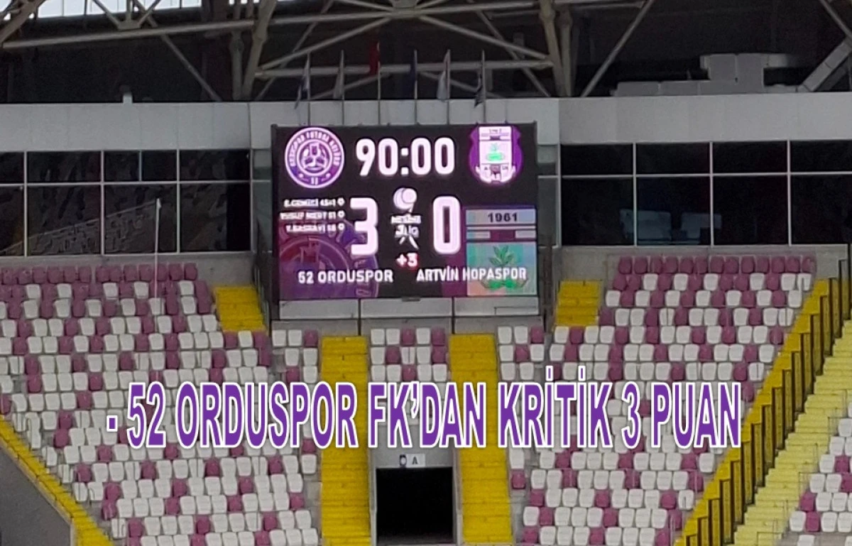 52 Orduspor, Hopaspor&rsquo;u 3-0&rsquo;lık Skorla Ge&ccedil;ti