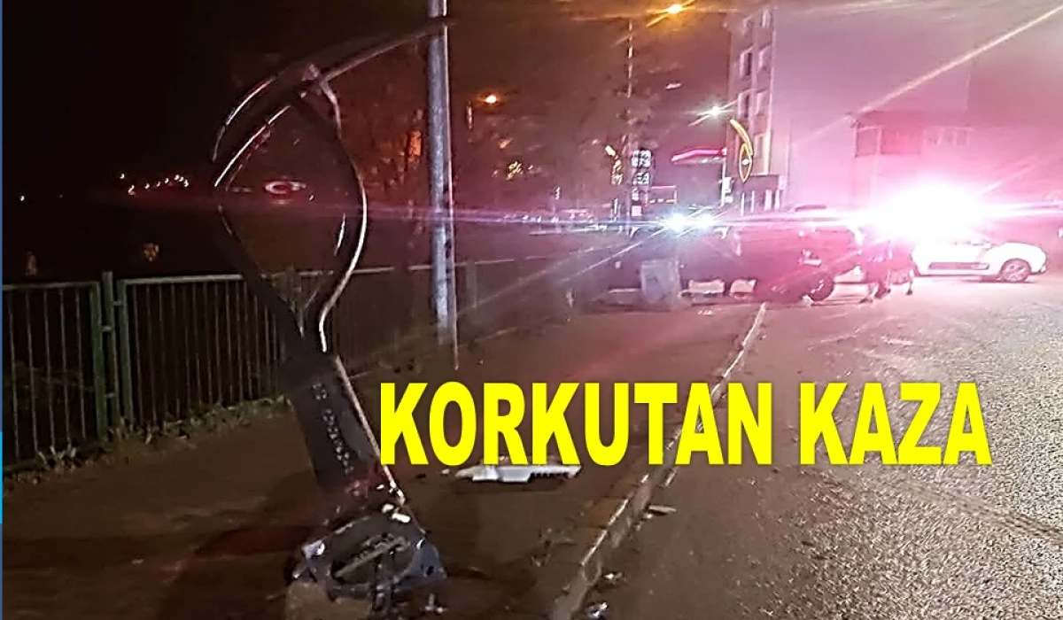 AYBASTI'DA KONTROLDEN ÇIKAN ARAÇ ELEKTRİK DİREĞİNE ÇARPTI
