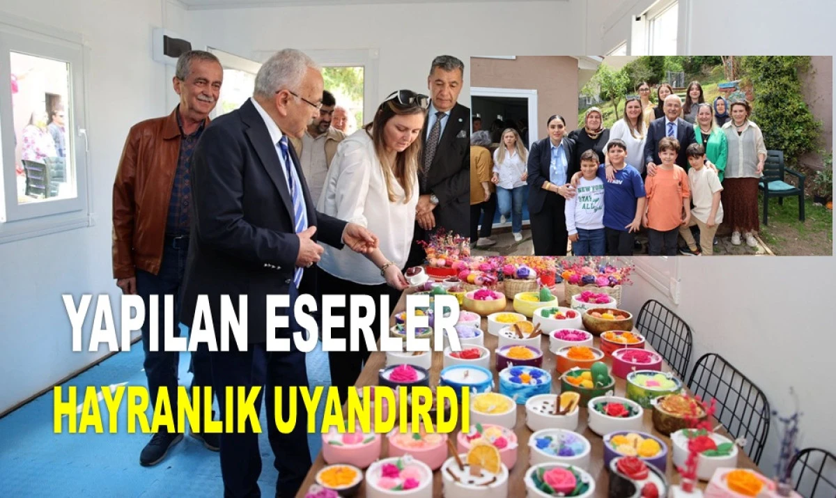 BAŞKAN GÜLER ANNE EVİ ATÖLYESİ'NİN ESERLERİNE HAYRAN KALDI