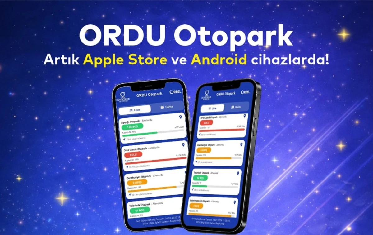 Boş Yer Arama Derdi Bitti: Ordu'da Otoparklar Cebinizde