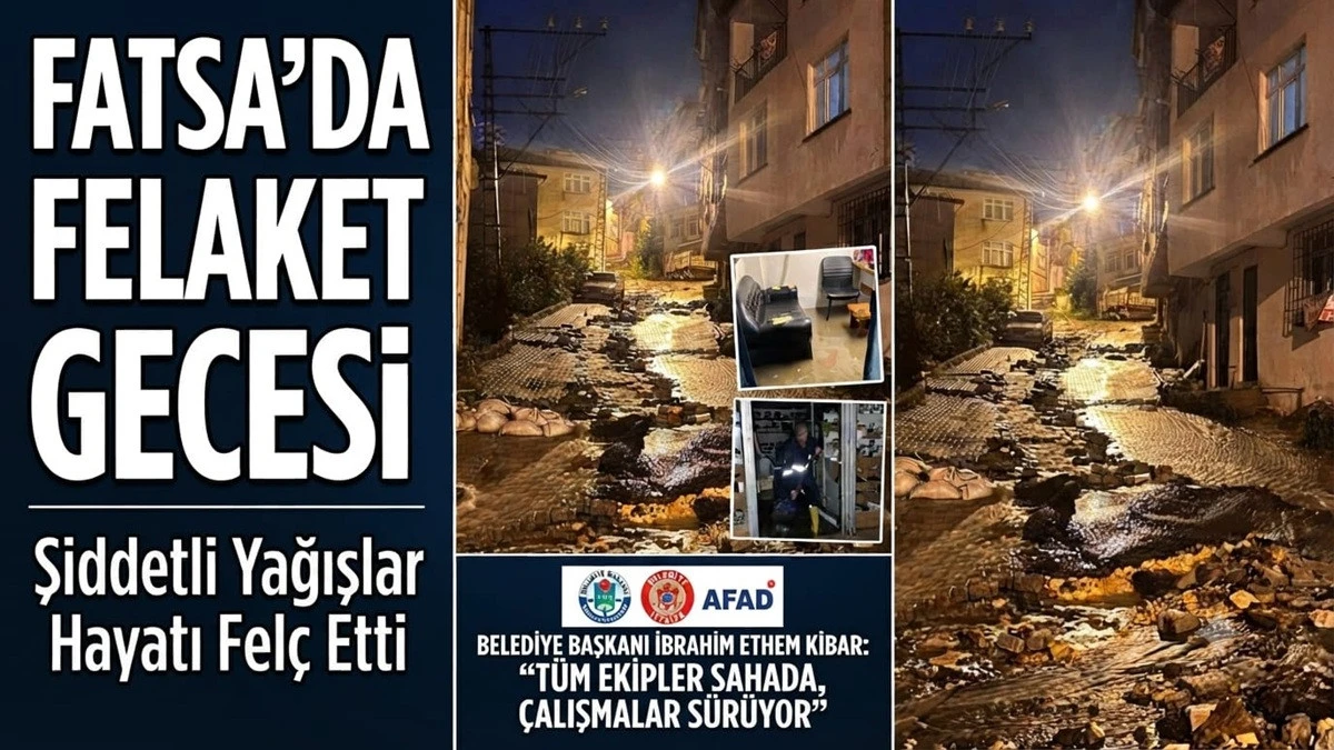 Fatsa'da 100'&uuml;n &Uuml;zerinde Ev ve İş Yeri Sular Altında Kaldı