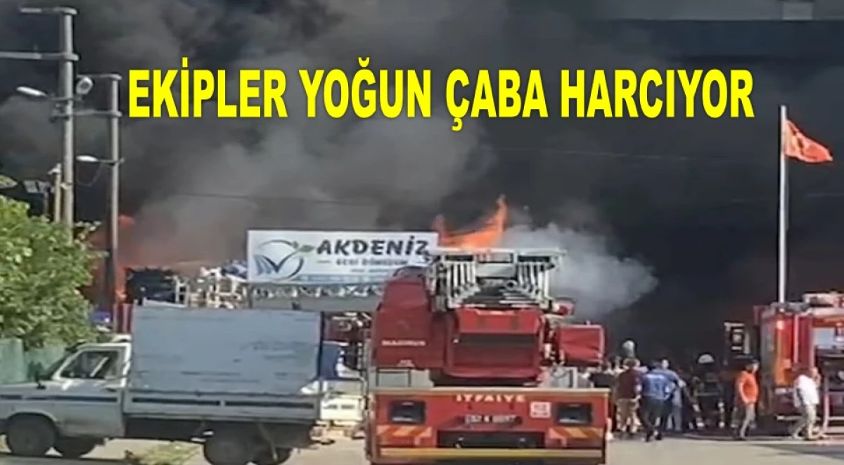 ORDU'DA BİR FABRİKADA KORKUTAN YANGIN