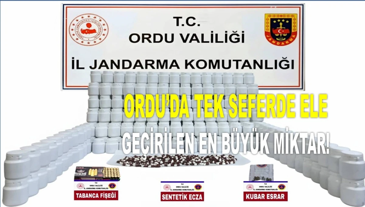ORDU'DA REKOR OPERASYON: 17 BİN 640 HAP YAKALANDI