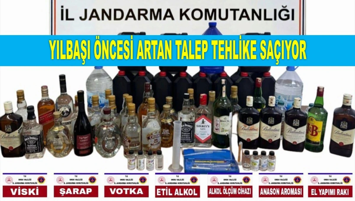ORDU'DA YILBAŞI ÖNCESİ 300 LİTRE SAHTE ALKOL YAKALANDI